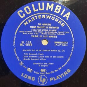 米Columbia ML 4585 ブダペスト弦楽四重奏団／ベートーヴェン／米国盤LP/送料全国一律880円追跡付/同梱2枚目以降無料【盤洗浄済】試聴可♪の画像5