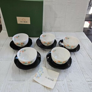 【未使用】深川製磁　有田焼　湯飲み　茶器　新もみじ　5客セット　和食器　食器　コレクション
