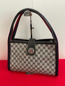 GUCCI オールドグッチ　ヴィンテージ シェリーライン　トートバッグ　インターロッキング　ネイビー