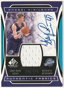 2004-05 SP GAME USED AUTHENTIC FABRICS Andrei Kirilenko Jersey Auto #/100 UTAH JAZZ