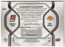 2009-10 UD SP GAME USED Kobe Bryant/Shaquille O'Neal DUAL JERSEY #/499_画像2