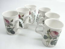 英国製 ROY KIRKHAM Redoute Roses マグカップ 6客セット FINE BONE CHINA Rosa centifolia / Rosa muscosa multiplex 百弁薔薇_画像9