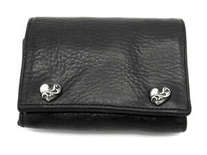 クロムハーツ CHROME HEARTS ■ 【 WALLET 3FOLD 】 3フォールド ハートボタン ウォレット 財布　s2982