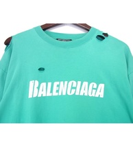 バレンシアガ BALENCIAGA ■ 21SS 【 651795 TKVB8 】 デストロイ加工 ロゴ プリント 半袖 Tシャツ　w19094_画像3