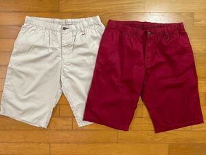 2-42 新品★メンズハーフパンツ2枚セット 短パン 半ズボン ショートパンツ ベージュ