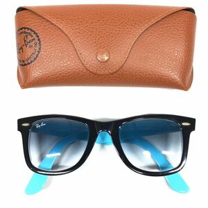 【レイバン】本物 Ray-Ban サングラス WAYFARER ウェイファーラー RB 2140 水色系×黒 メンズ レディース イタリア製 ケース付き 送料520円