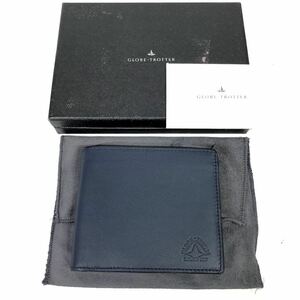 未使用品【グローブトロッター】本物 GLOBE-TROTTER 二つ折り財布 ロゴモチーフ 小銭入れ有り 本革 レザー メンズ スペイン製 箱 送料520円