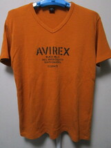 AVIREX U.S.ARMY サーマル半袖Ｔシャツ・Ｌ・オレンジ（アヴィレックスミリタリープリントＴシャツワッフル地ＶネックＴシャツ）_画像1