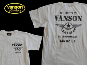 バンソン／vanson／XLサイズ／半袖Ｔシャツ／NVST-2319／オフホワイト／新品／送料無料／バイカー／6.2オンス天竺／ステンシル