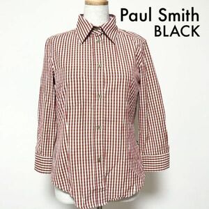 ポールスミスブラック PaulSmith BLACK チェックシャツ 七分袖 サイドリボン レディース 40L