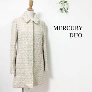 マーキュリーデュオ MERCURY DUO ウール ツイード ミドル丈 コート レディース