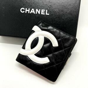 【極美品】シャネル　カンボンライン　ガマ口　二つ折り財布　ブラック