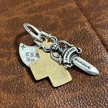 【廃版】CHROME HEARTS クロムハーツ 22k スリートリンケッツ SV925 22k コンビ 正規品 チャーム ダガー クロス_画像9