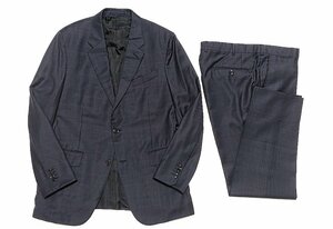 美品 Ermenegildo Zegna ゼニア ACHILLFARM シャドーチェック スーツ セットアップ ウール シルク ダークネイビー メンズ 54