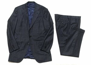 定価15万 超美品 TOMORROWLAND PILGRIM ピルグリム Zegna ゼニア 14 Milmil 14 ウールカシミヤ グレンプレイド スーツ ネイビー メンズ 50