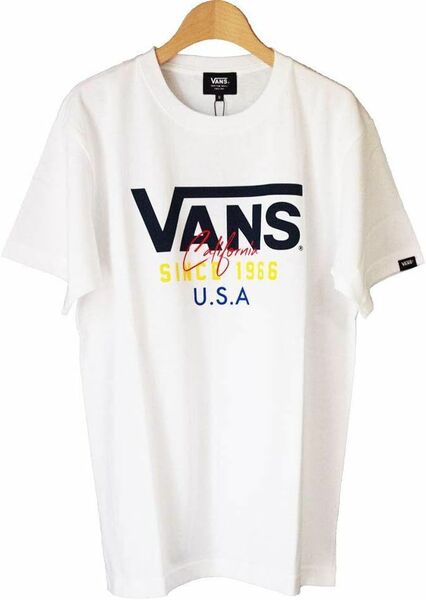 新品 VANS バンズ FLV USA SHORT-SLEEVE T-Shirts フライングV ロゴ プリント 半袖 Tシャツ 白 M CALIFORNIA 