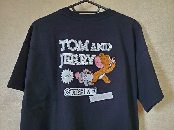 トムとジェリー　トムアンドジェリーTシャツ　半袖バックプリント　刺繍