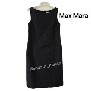 Max Mara ノースリーブ タイト ワンピース レオパード 黒 13号相当 Intrend ヒョウ柄 ジャカード