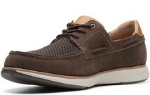 送料無料 Clarks 25.5cm デッキ ビジネス スニーカー ブラウン ヌバック レザー ボート シューズ ローファー ビジネス サンダル JJJ106_画像8