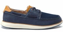 送料無料 Clarks 27cm デッキ ビジネス スニーカー ネイビー ヌバック レザー ボート シューズ ローファー ビジネス サンダル JJJ106_画像2