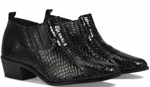 Stacy Adams 30cm ブーツ ヒール チェルシー クロコダイル 型押しブラック サイドゴア レザー ビジネス スリッポン スーツ JJJ299