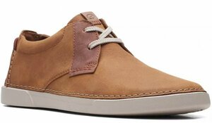 送料無料 Clarks 26.5cm レザー スニーカー タン ブラウン ローファー スリッポン ビジネス 軽量 スニーカー ランニング JJJ305