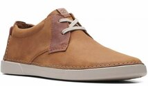 送料無料 Clarks 27.5cm レザー スニーカー タン ブラウン ローファー スリッポン ビジネス 軽量 スニーカー ランニング JJJ305_画像1