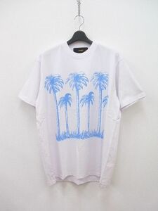 pleasure PALM TREE TEE プリント半袖Tシャツ サイズM 白、水色 プレジャー 中古 0-0807S F79073