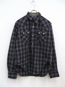 Denime サイズTB チェック柄長袖シャツ ネルシャツ ネイビー ベージュ系 ドゥニーム 中古 1-0205T 169632