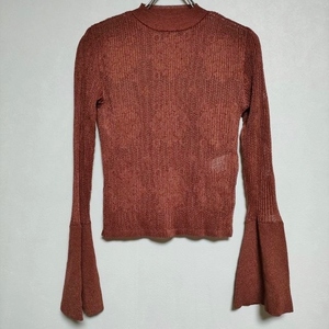 Mame Kurogouchi Knit Jacquard Pleated Tops 透かし編みセーター フレアスリーブ ニット ブラウン マメクロゴウチ 4-0502M 236860