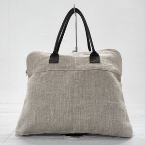 fog linen work レザーハンドル リネン トートバッグ ベージュ フォグリネンワーク 4-0504M 231196