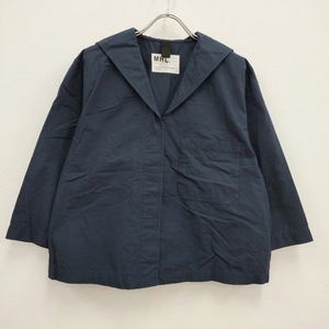 MHL. 595-3153512 CRISP COTTON LINEN サイズ2 コットンリネンセーラーカラー長袖シャツ 23SS ネイビー エムエイチエル 4-0508M 236969