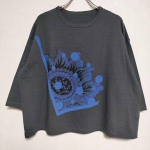 Y's for living プリント 花柄 七分袖 Ｔシャツ カットソー チャコールグレー ワイズフォーリビング/Yohji 4-0515M 238215