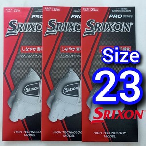 スリクソン 23cm 白 3枚セット GGG-S028 ダンロップ ゴルフグローブ 新品未使用品 ゴルフ用品 SRIXON PRO SERIES 薄手 ホワイト グローブ