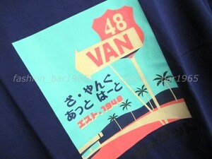 希少★VAN JAC ヴァンヂャケット★ロゴ ROUTE48 グラフィック☆レトロプリント Tシャツ ネイビー LL / サマーアイビー Kent SCENE