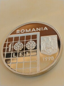 ルーマニア 1998 100レウ銀貨プルーフ World Cup Soccer−France 1998