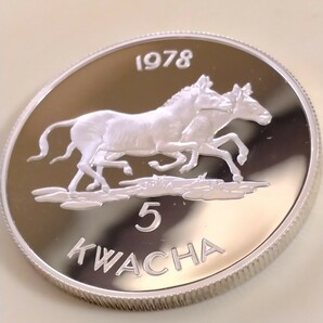 マラウイ 1978 ５クワチャ銀貨プルーフ Conservation−Zebraの画像1