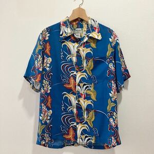 カメハメハ アロハシャツ ブルー ボーダー USA アメリカ ハワイ製