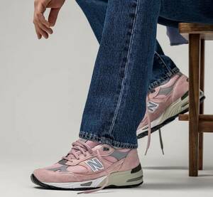 New Balance/ニューバランス/日本未発売モデル/イングランド製/M991PNK/スウェード×ナイロンメッシュアッパー/ローカットスニーカー/US9