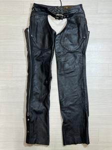 DEGNER/ Degner /kau leather chaps / cow leather / bike wear / leather ntsu/ waist belt / side fastener × hem 2 ream snap-button 