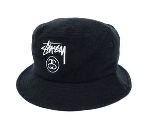 STUSSY/ Stussy /TERRY STOCK LOCK BUCKET HAT/ Terry -тактный  часы панама / пирог ru ткань / stock Logo ×SS ссылка вышивка / черный 