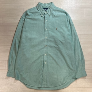 Ralph Lauren/ラルフローレン/BLAKE/ブレイク/胸ワンポイント/ポロプレイヤー刺/オックスフォード B.D.シャツ/長袖シャツ/グリーン系/L