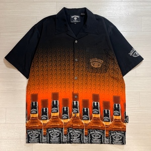 Dragon Fly Clothing Company/ドラゴンフライ/JACK DANIEL'S/ジャックダニエルズ/ボトルプリント/オープンカラーシャツ/ゆったりシルエット