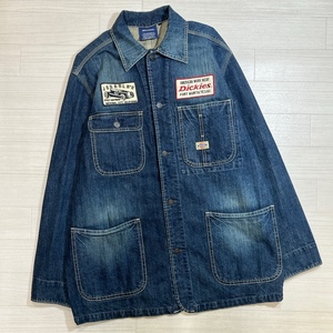 Dickies/ディッキーズ/サガラ刺繍×ワッペン/デニムカバーオールジャケット/トリプルステッチ/インディゴブルー/XLサイズ/4ポケット