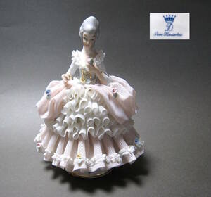 ドレスデン　Reine Handarbeit　陶器製　レースドール　貴婦人　レース人形　女性像　インテリア　人形