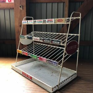 昭和レトロ　ロッテ　ガム　陳列棚 店舗什器 スチールラック　お菓子屋　雑貨屋　懐かしのガム　レジ横陳列台