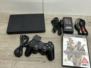 ☆ PS2 ☆ プレイステーション2 SCPH-75000 チャコールブラック 動作品 本体 コントローラー 純正アダプター 箱 説明書 Playstation2 7425