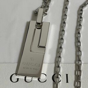 GUCCI 新品同様品　G刻印スクエアネックレス　プレート　925シルバー