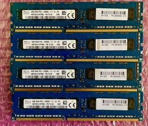 W131☆ SKhynix DDR3 PC3-12800E-11-12-E3 4GB ×4計16GB Memory メモリー 動作確認済み