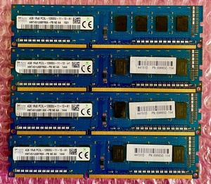 W130☆ SKhynix DDR3L PC3L-12800U-11-13-A1 4GB×4 計16GB デスクトップ用メモリ Memory メモリー 動作確認済み 